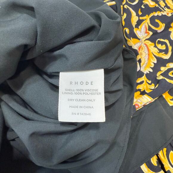 RHODE Felix Dress yellow/black floral maxi dress Size 2 - Picture 6 of 7